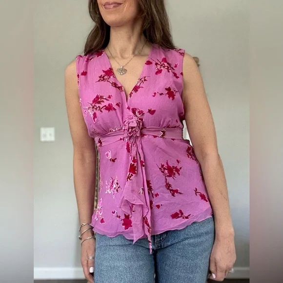 Vintage Y2K Silk Blend Crushed Velvet Top - Picture 1 of 8